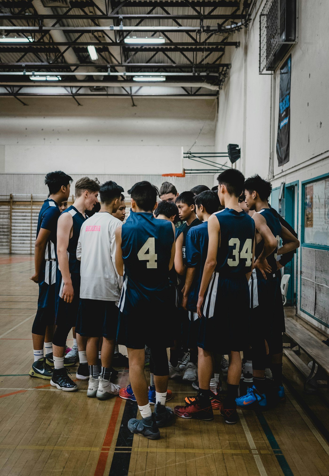 Student basketball team gathered together